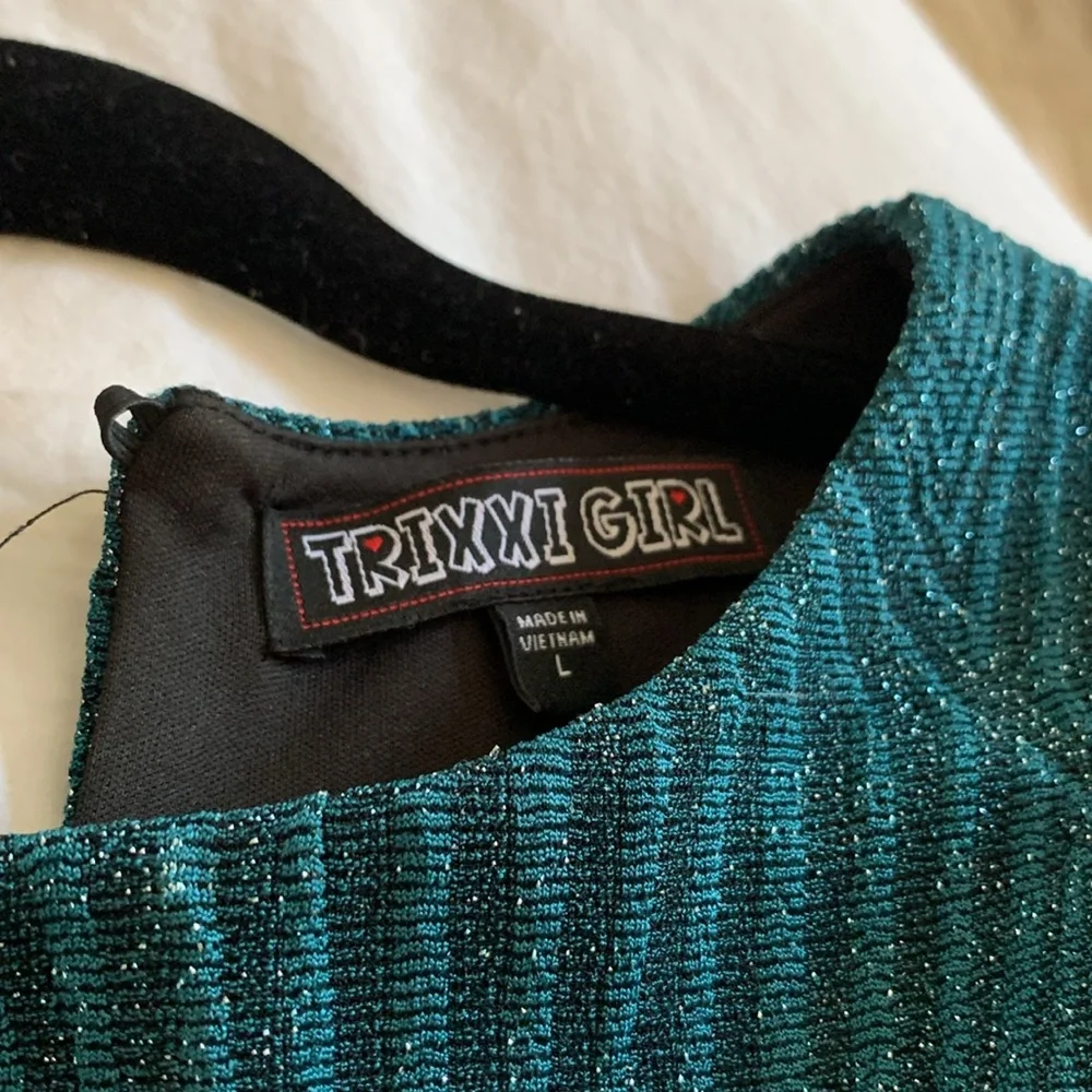 sparkly green trixxi girl dress size L (youth) - Picture 2 of 2